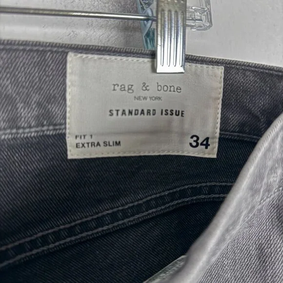 Rag & Bone Standard Issue Fit 1 Extra Slim Jeans Vesuvio Wash Gray Size 34 EUC - Picture 7 of 12